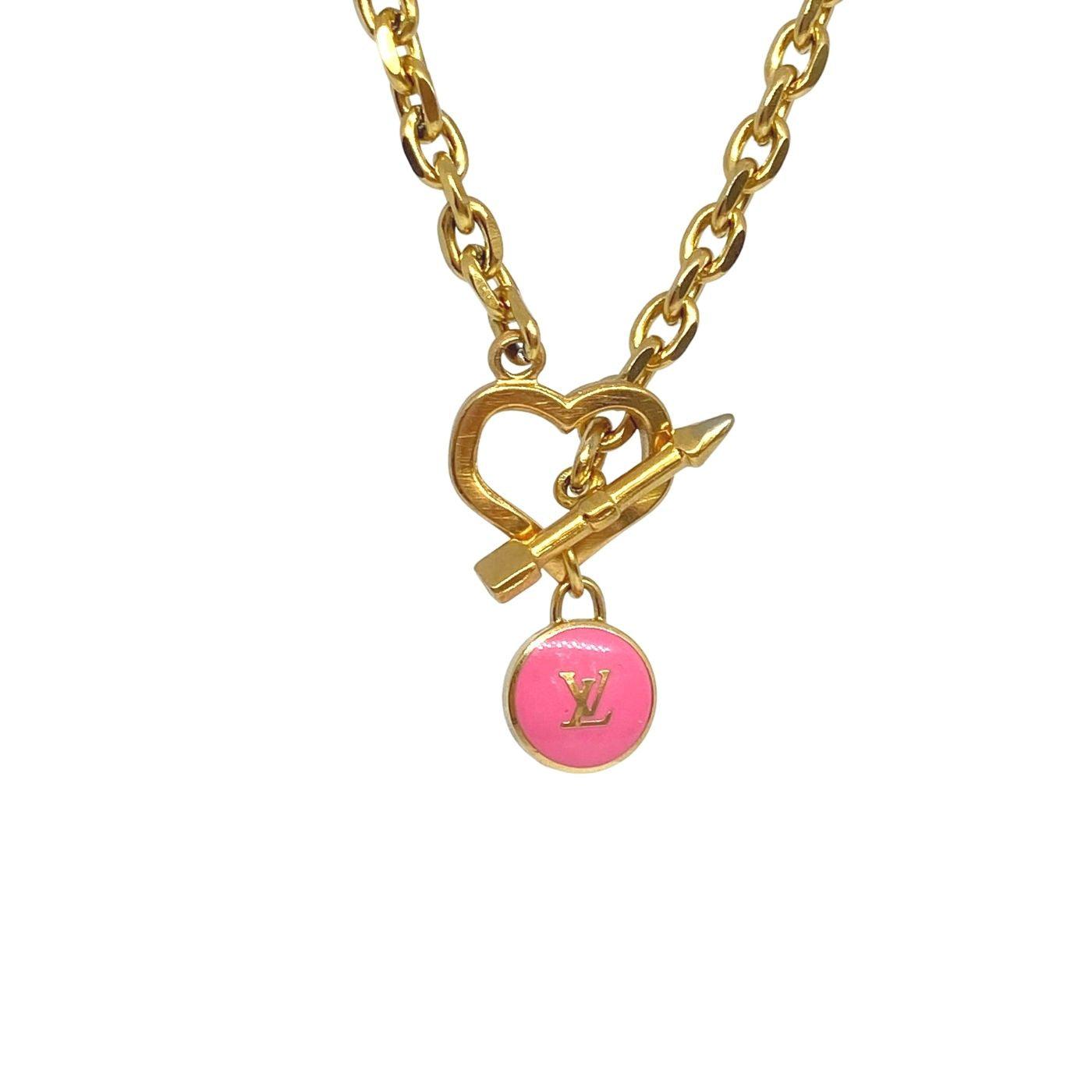 Authentic Louis Vuitton Rose Logo Pendant- Necklace