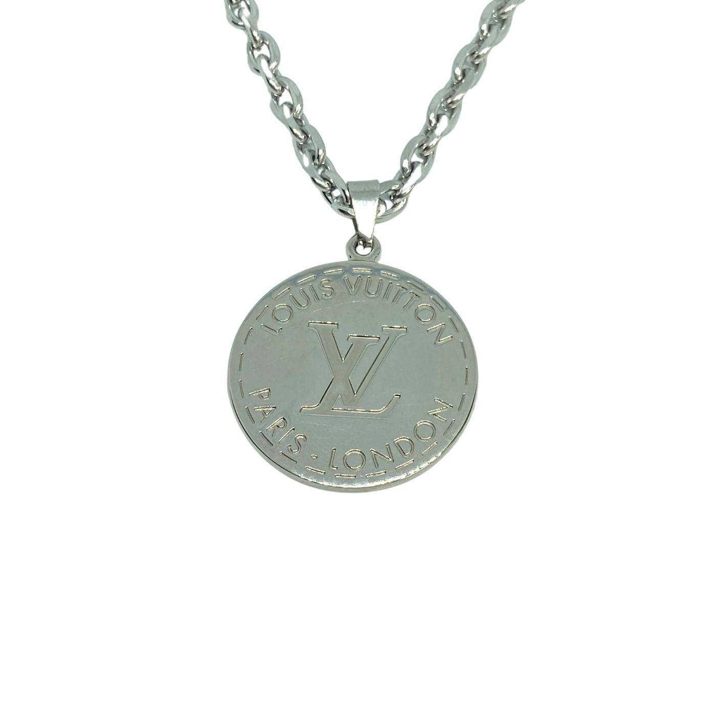 Authentic Louis Vuitton Silver Round Pendant- Reworked Necklace
