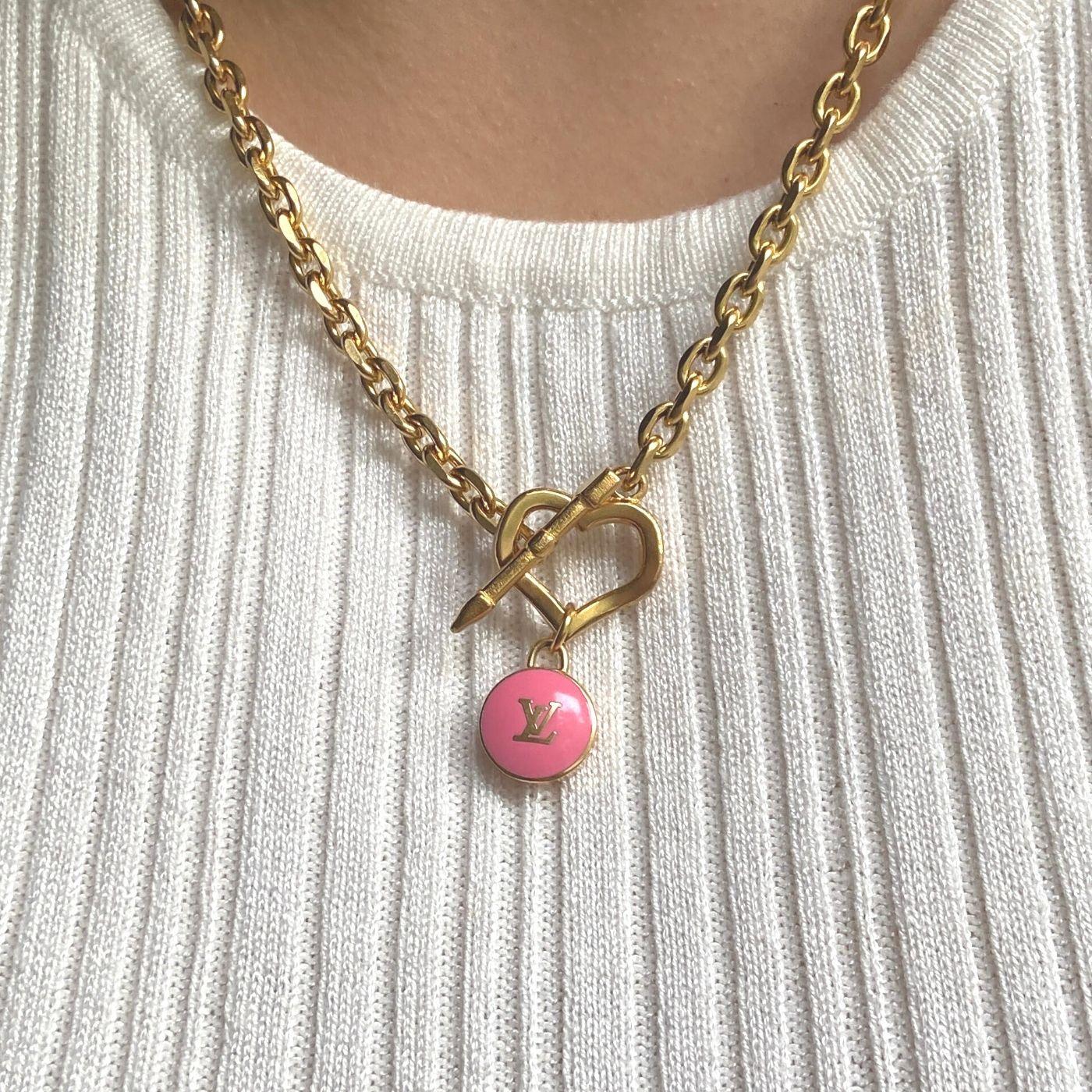 Authentic Louis Vuitton Rose Logo Pendant- Necklace
