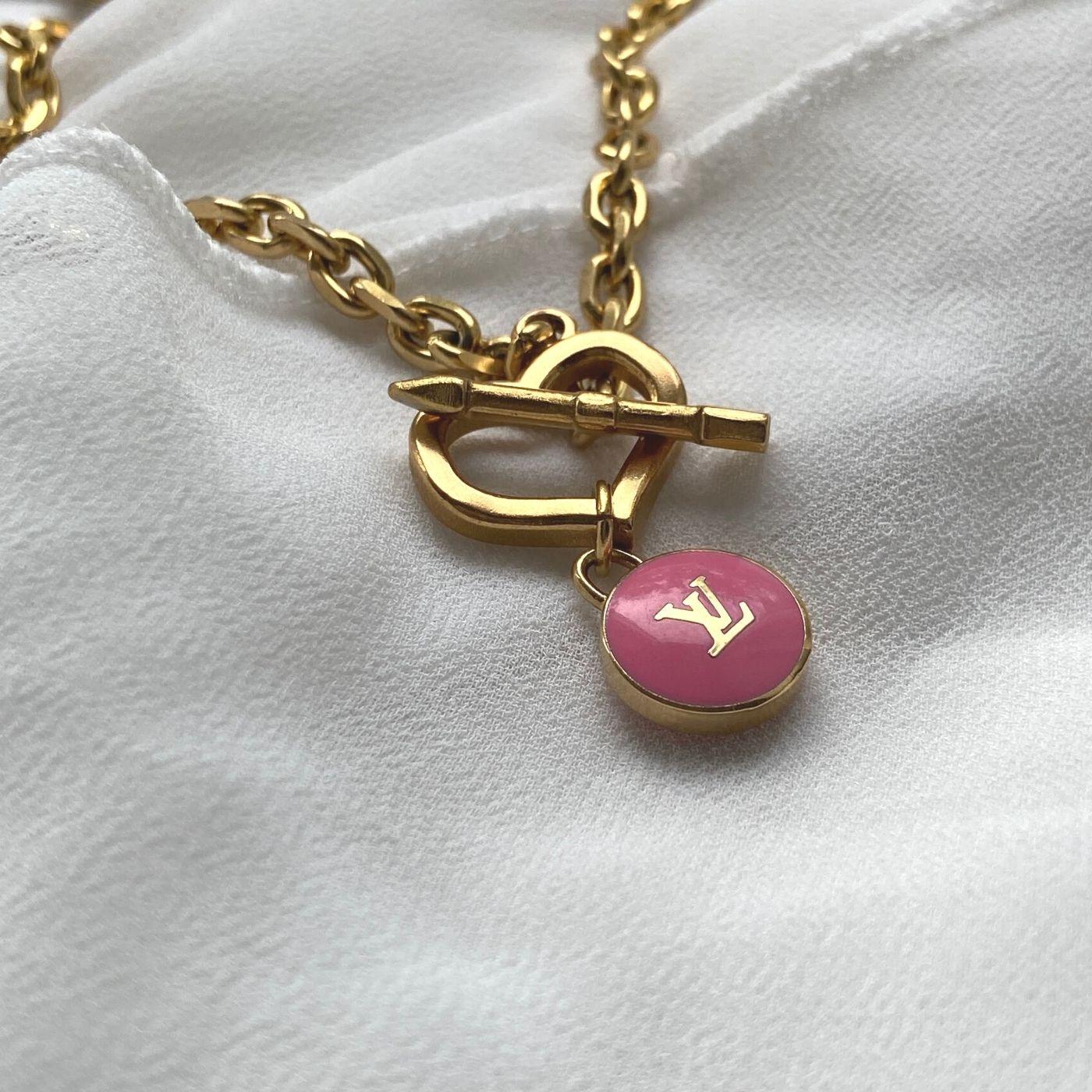 Authentic Louis Vuitton Rose Logo Pendant- Necklace