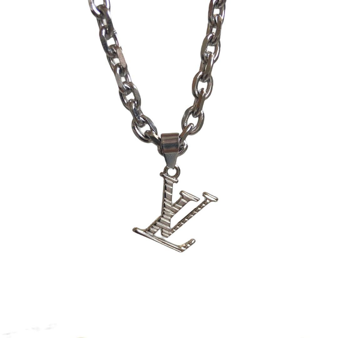Authentic Louis Vuitton Logo Silver Charm- Reworked Necklace