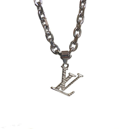 Authentic Louis Vuitton Logo Silver Charm- Reworked Necklace