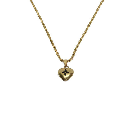 Authentic Louis Vuitton Mini Black Coeur Charm- Reworked Necklace