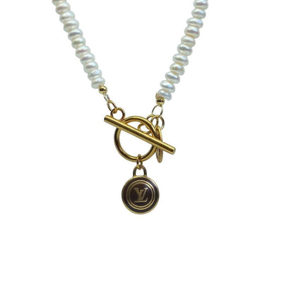Authentic Louis Vuitton Logo Pastilles Pearls Necklace