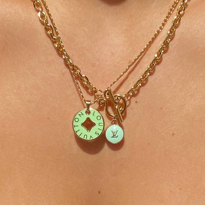 Authentic Louis Vuitton Logo Mint Pendant- Necklace Pastilles Pendant