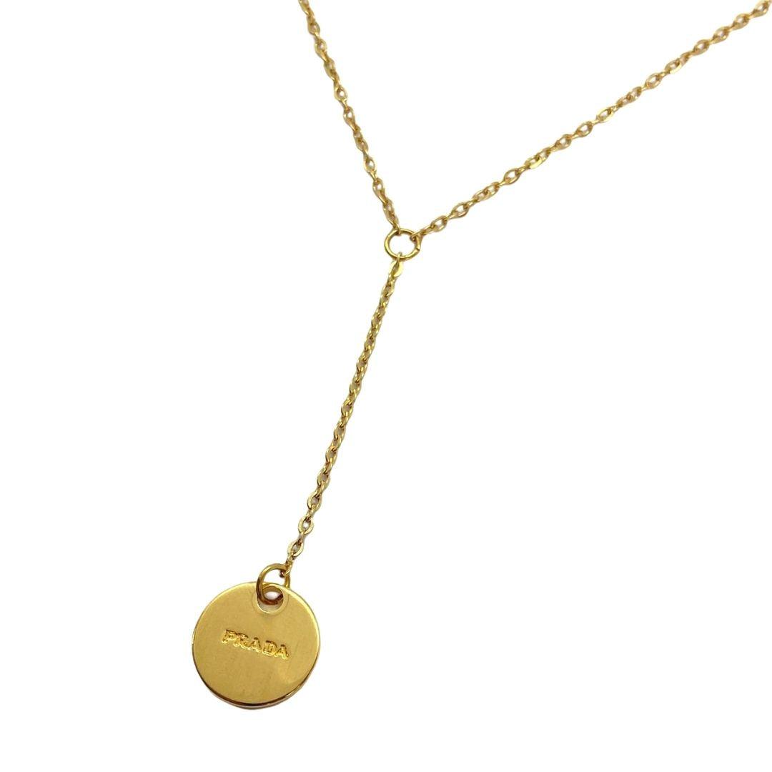 Repurposed Authentic Prada Mini circle tag -Y  Necklace