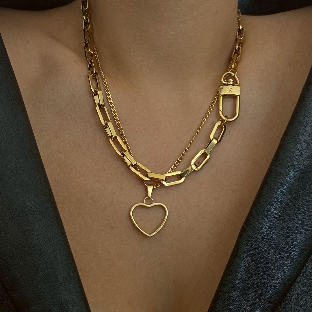 Authentic Louis Vuitton Charm Delicate Heart - Reworked Necklace