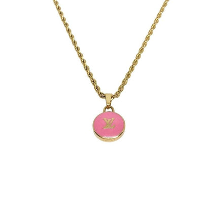 Authentic Louis Vuitton Rose Logo Pendant- Necklace