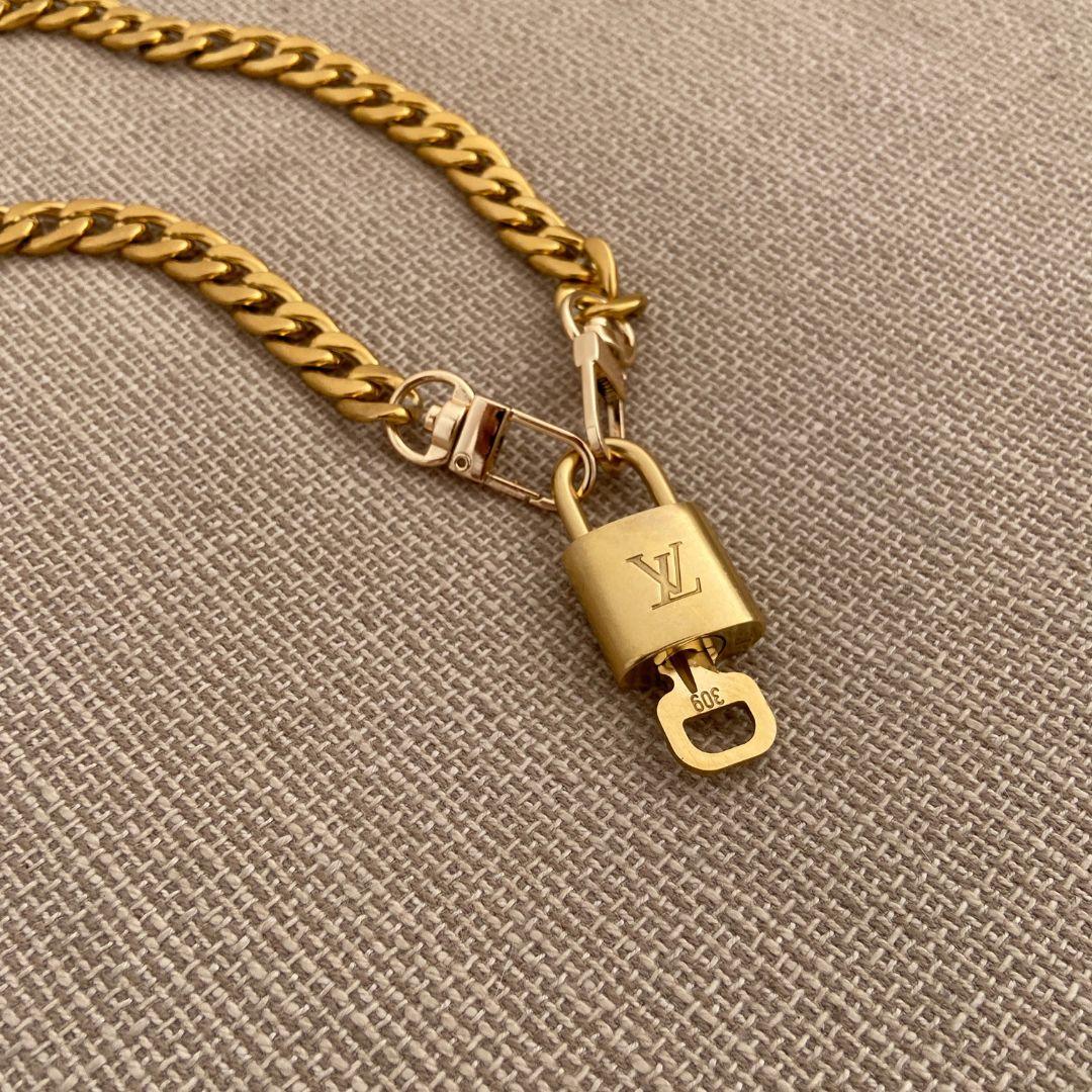 Authentic Louis Vuitton Padlock with Chunky Chain Necklace