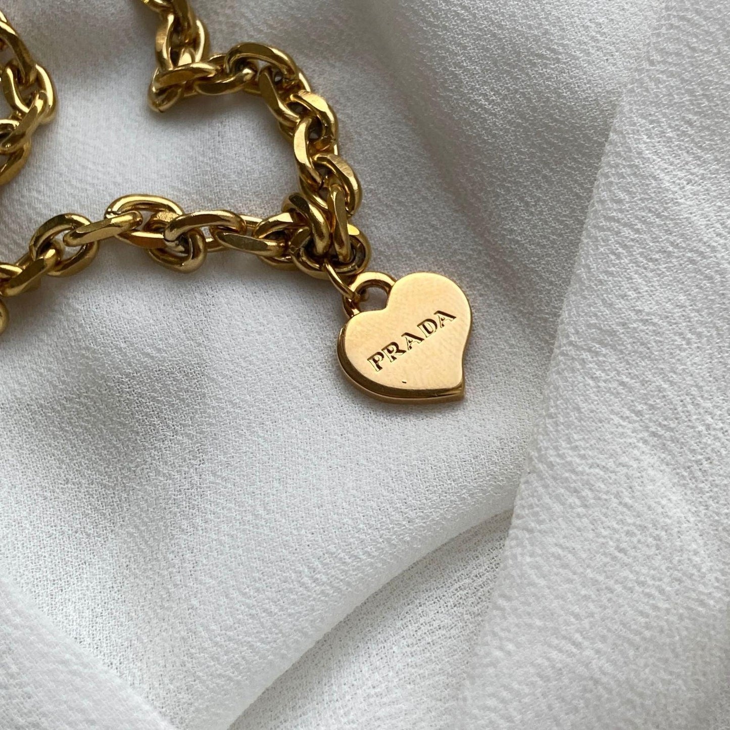 Repurposed Authentic Prada Mini Heart tag - Necklace