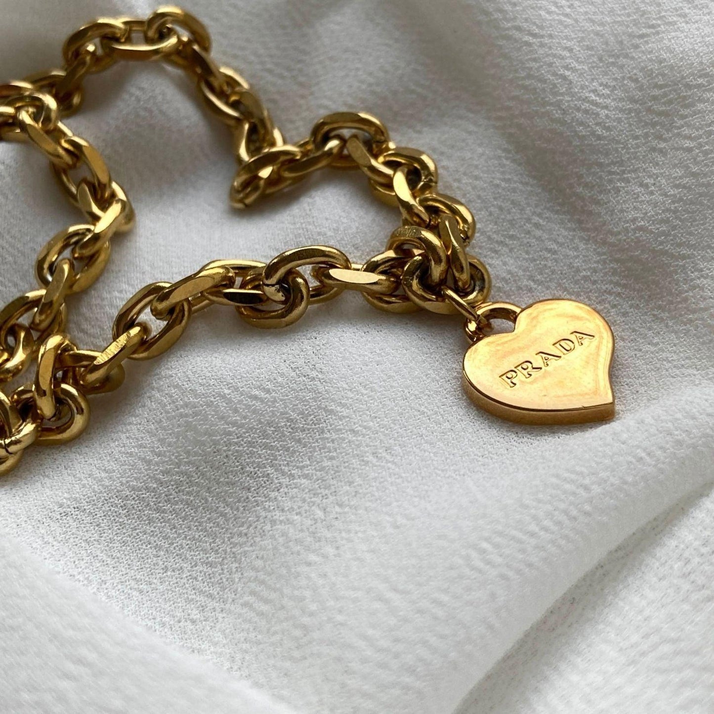 Repurposed Authentic Prada Mini Heart tag - Necklace