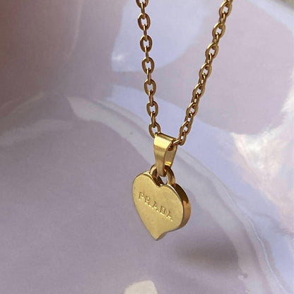 Repurposed Authentic Prada Mini Heart tag - Necklace