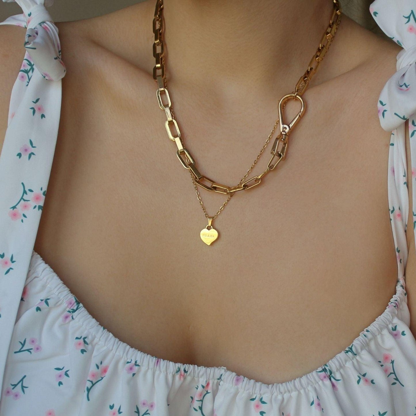 Repurposed Authentic Prada Mini Heart tag - Necklace