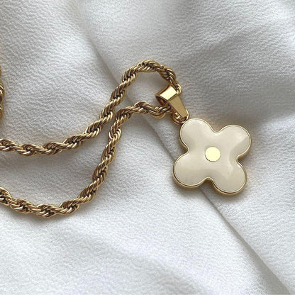 Authentic Louis Vuitton White Round Pendant- Necklace