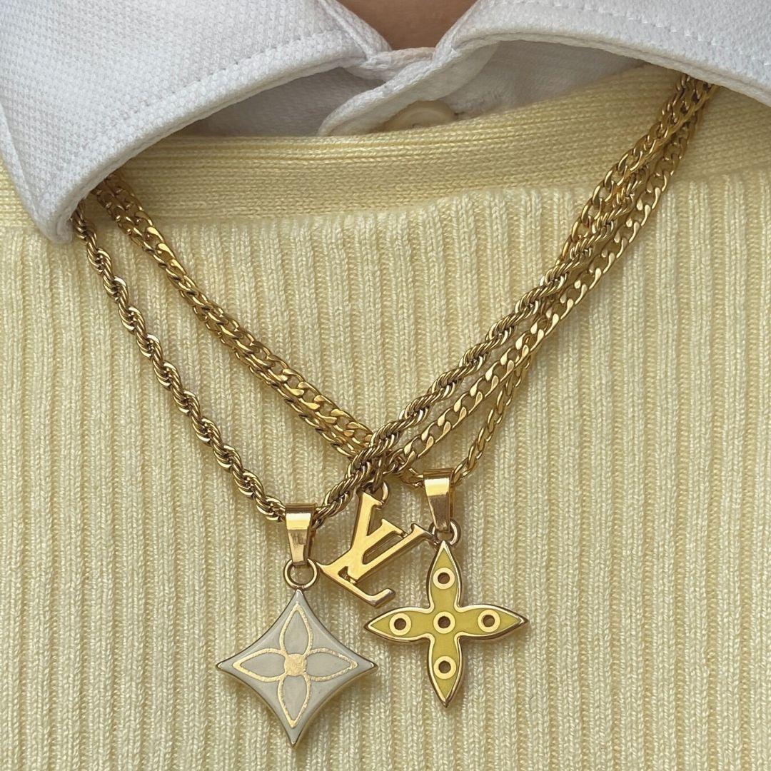 Authentic Louis Vuitton Logo Pendant- Necklace