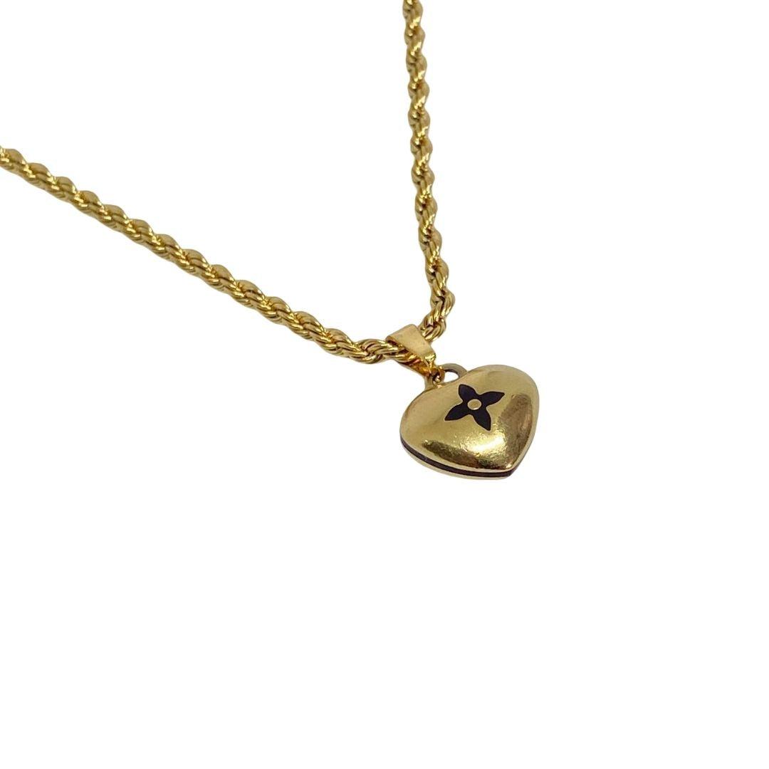 Authentic Louis Vuitton Mini Black Coeur Charm- Reworked Necklace