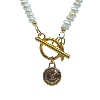 Authentic Louis Vuitton Logo Pastilles Pearls Necklace