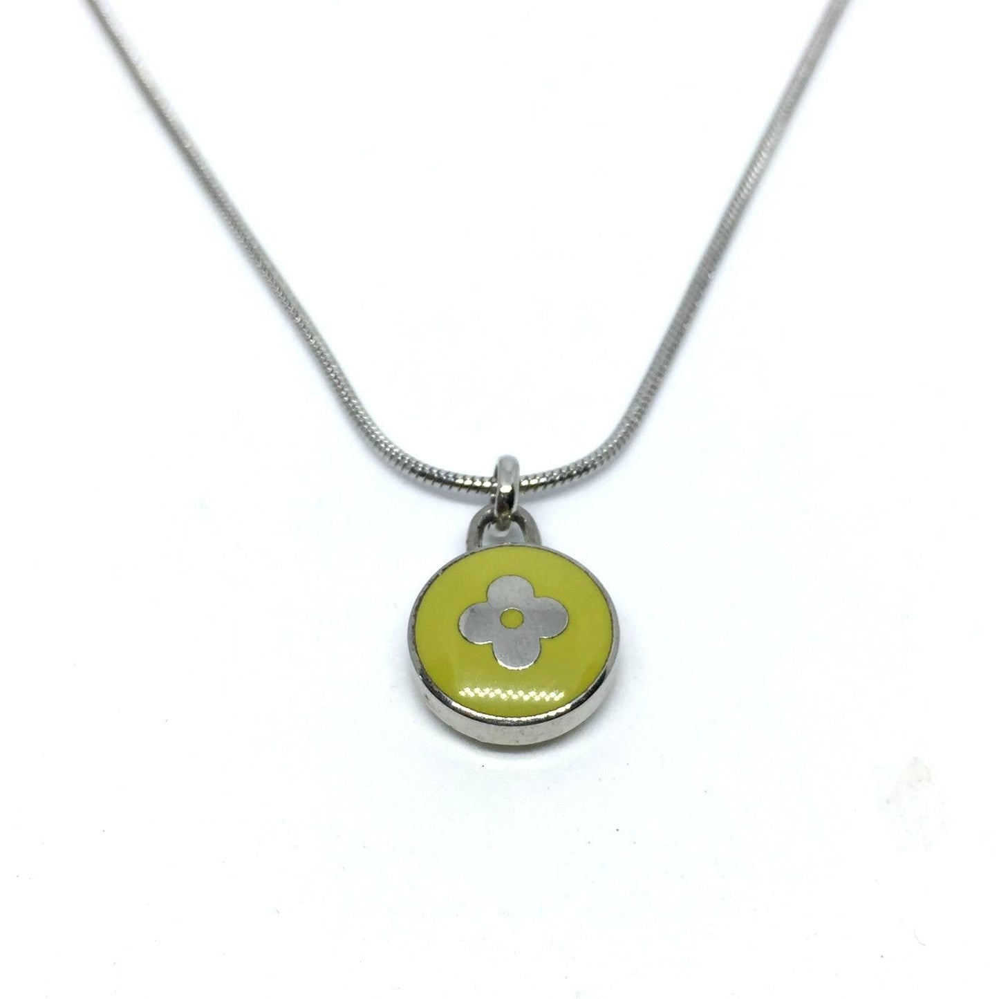 Authentic Louis Vuitton Clover Light Green Pendant-Reworked Necklace