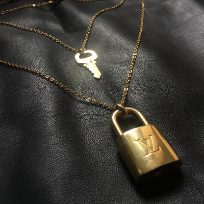 Louis Vuitton Padlock Necklace with Double Layer Chain For Him