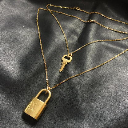 Louis Vuitton Padlock Necklace with Double Layer Chain For Him
