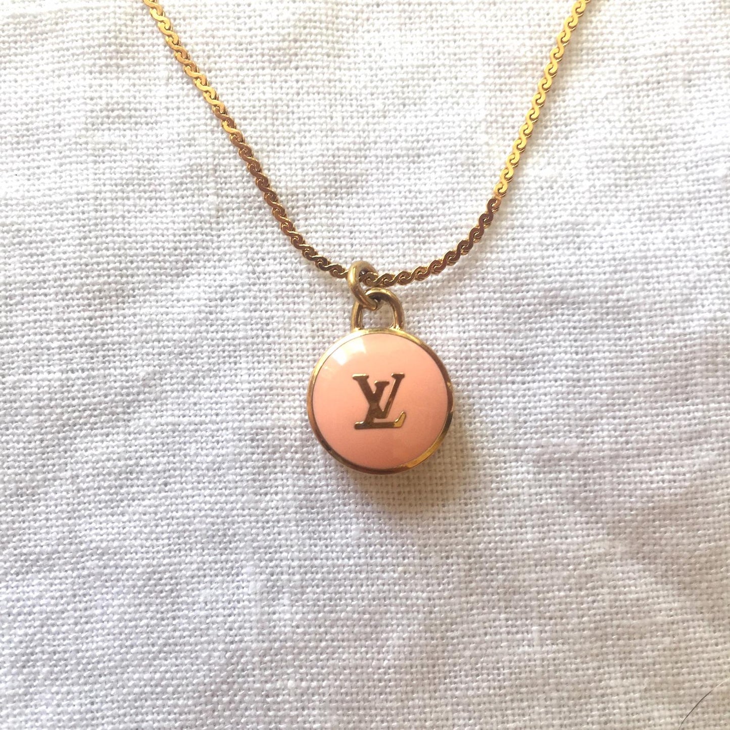 Authentic Louis Vuitton Logo Peach Pendant- Necklace