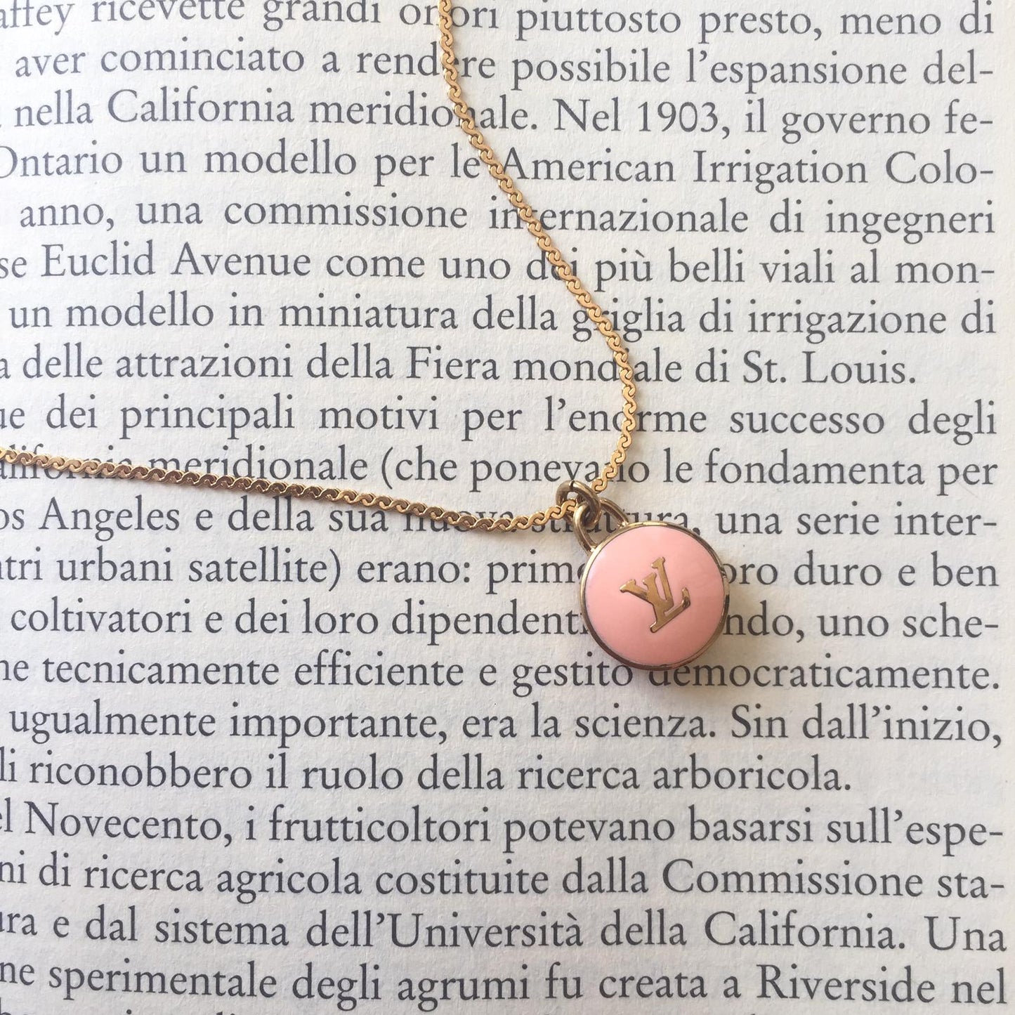 Authentic Louis Vuitton Logo Peach Pendant- Necklace
