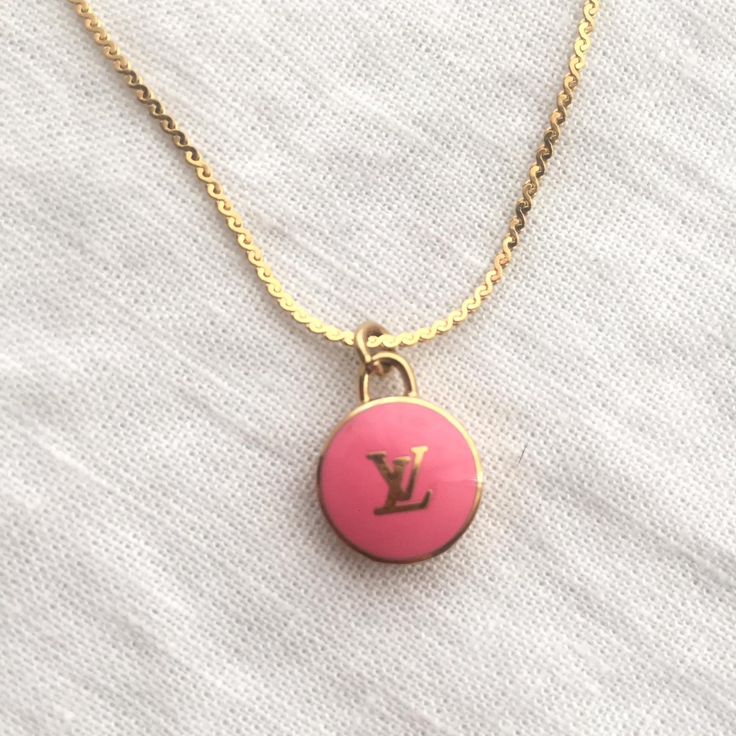 Authentic Louis Vuitton Rose Logo Pendant- Necklace