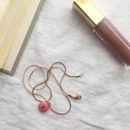 Authentic Louis Vuitton Rose Logo Pendant- Necklace