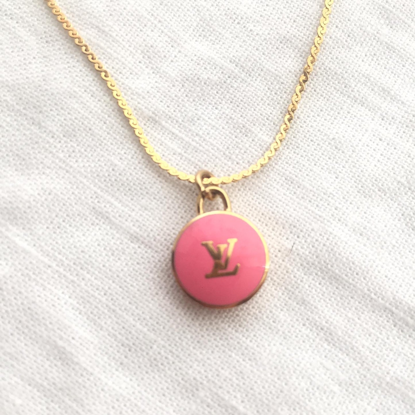Authentic Louis Vuitton Rose Logo Pendant- Necklace