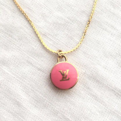 Authentic Louis Vuitton Rose Logo Pendant- Necklace