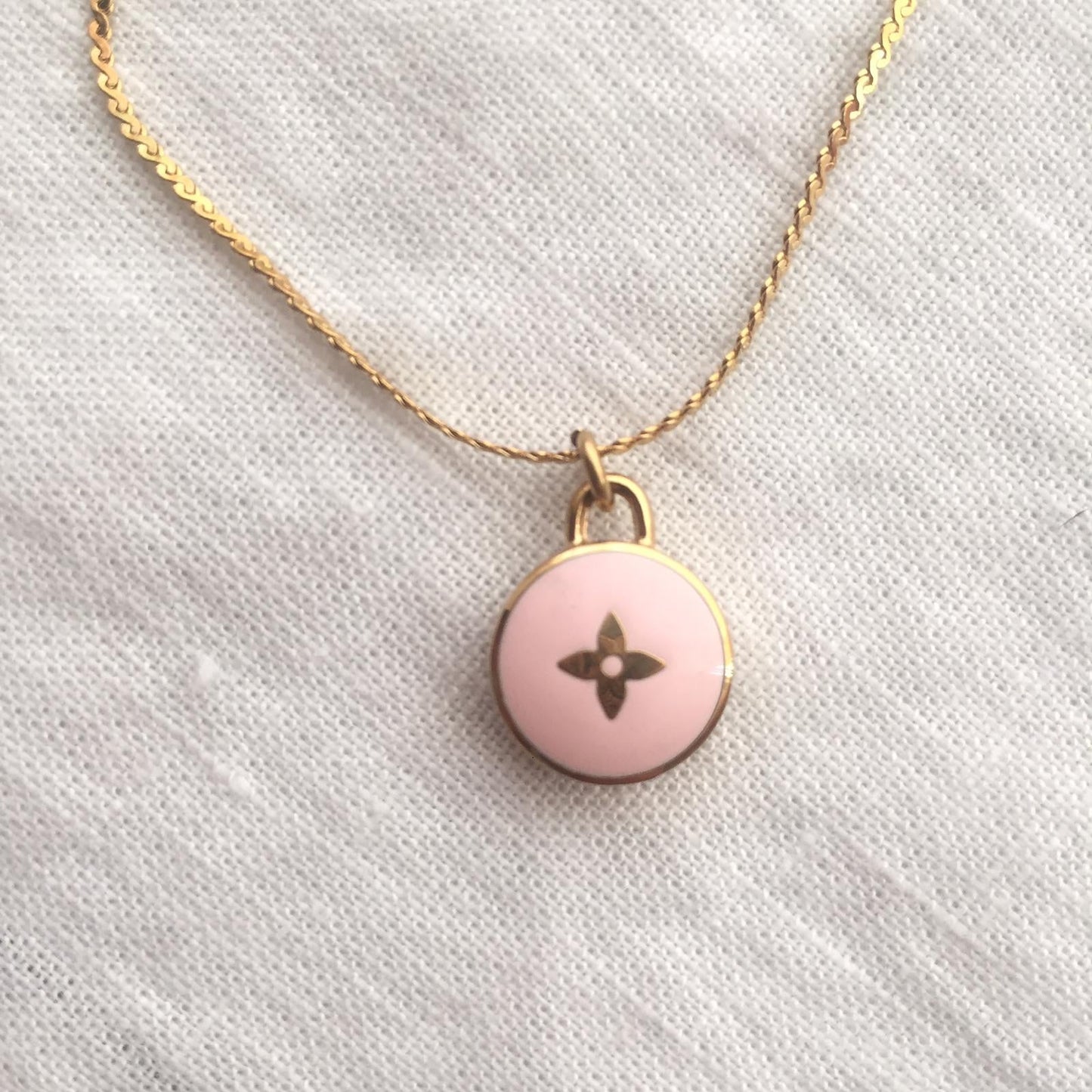 Authentic Louis Vuitton Mini Blush Pendant- Upcycled Necklace