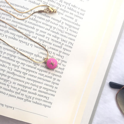 Authentic Louis Vuitton Logo Fucsia Pendant- Necklace