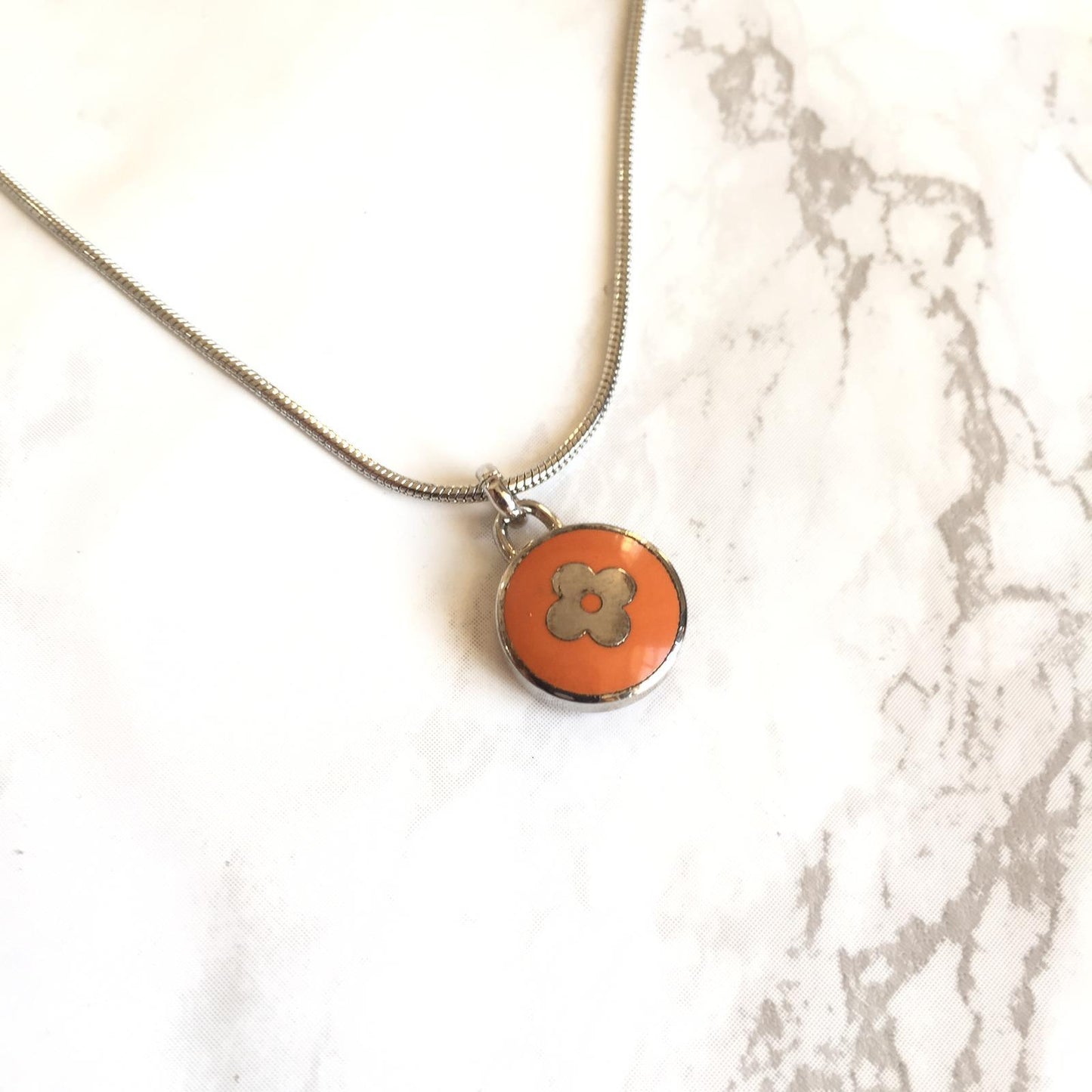 Authentic Louis Vuitton Clover Orange Pendant- Reworked Necklace