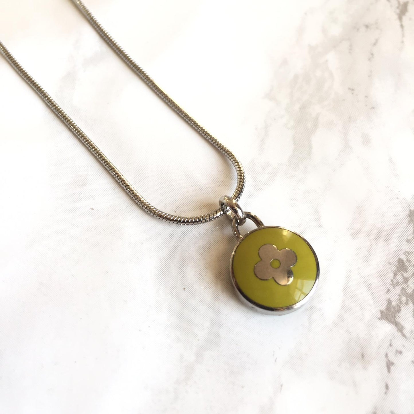 Authentic Louis Vuitton Clover Light Green Pendant-Reworked Necklace