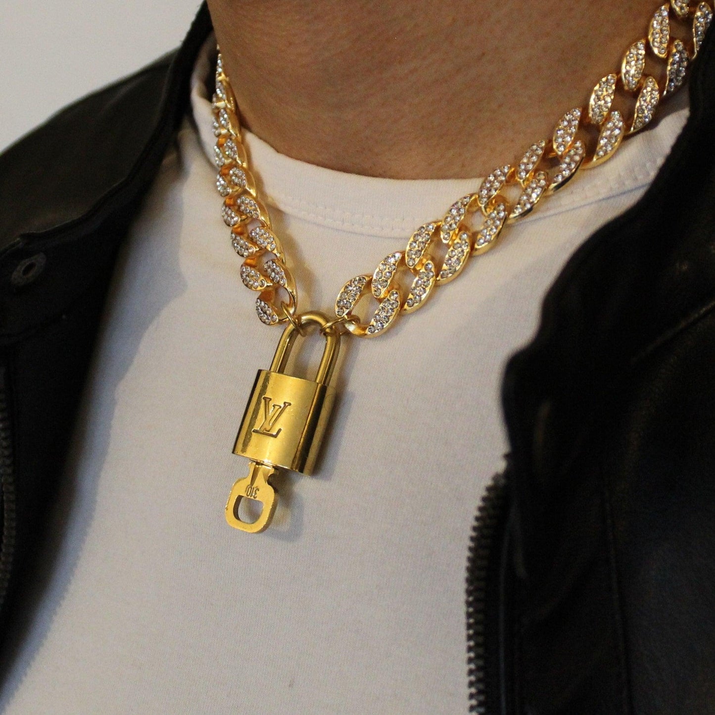 Louis Vuitton Padlock with Rhinestone Necklace For Him