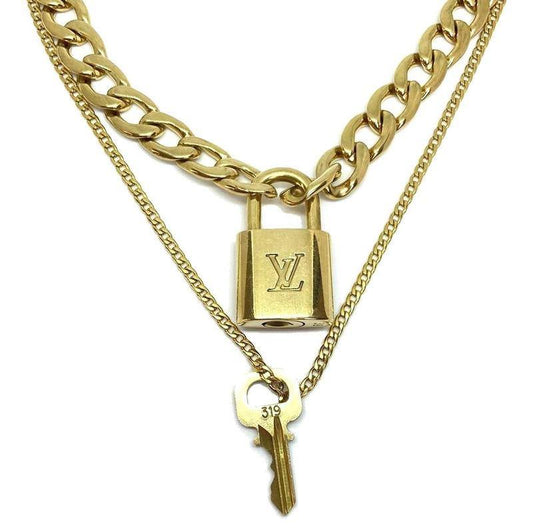 Louis Vuitton Padlock Necklace with Double Chain