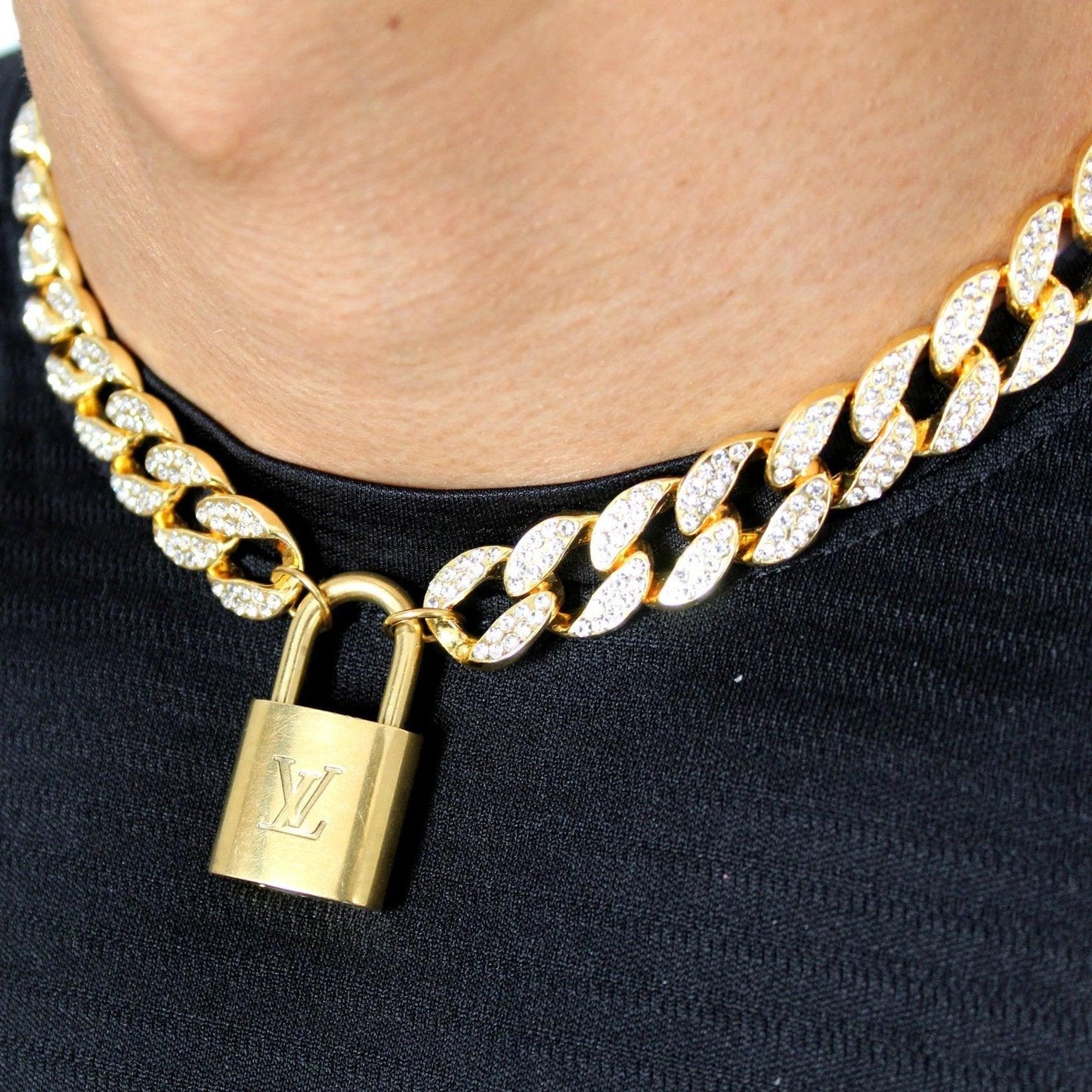 Louis Vuitton Padlock with Rhinestone Necklace For Him