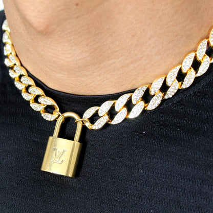 Louis Vuitton Padlock with Rhinestone Necklace For Him