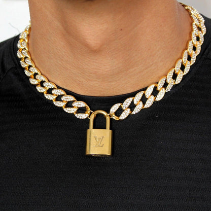 Louis Vuitton Padlock with Rhinestone Necklace For Him