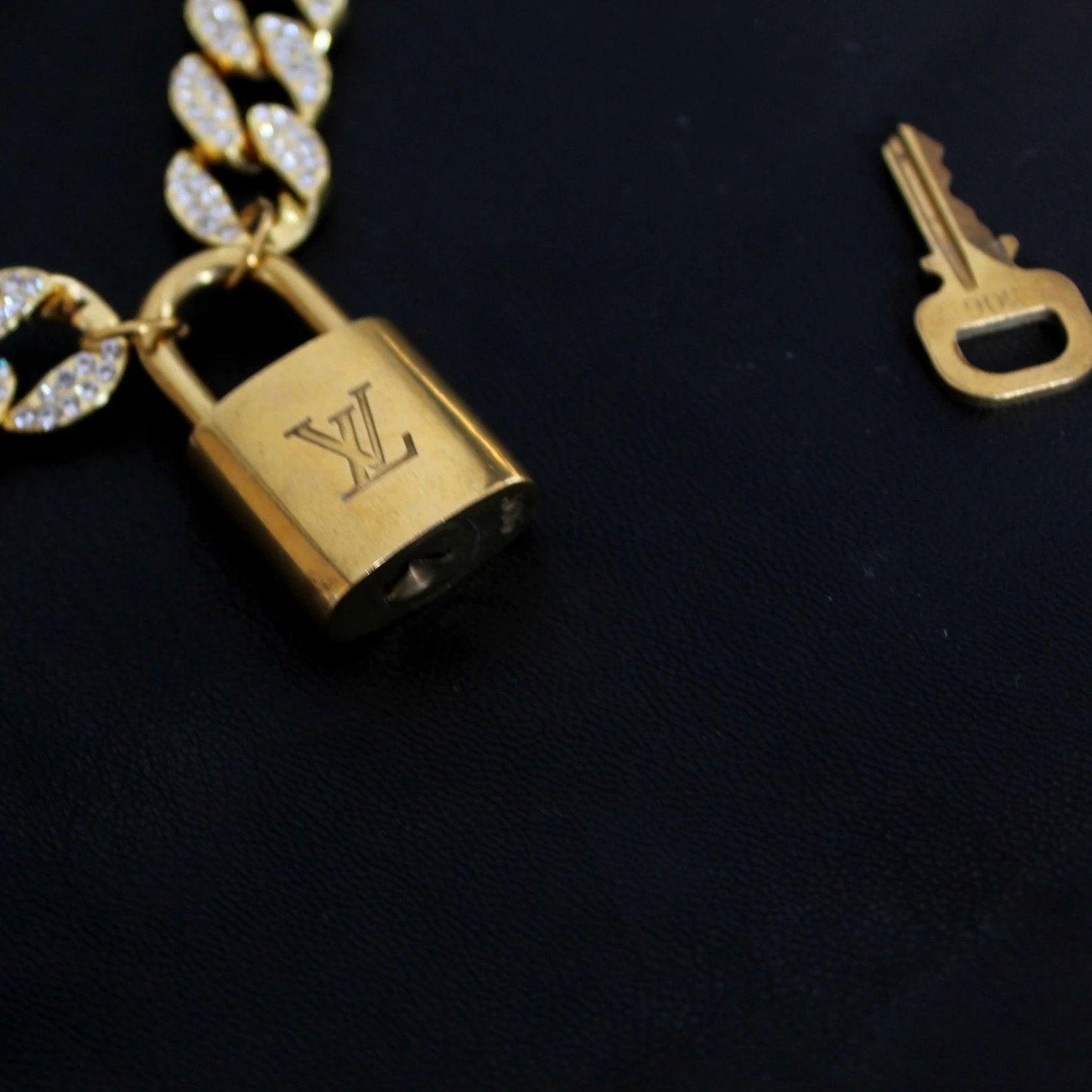 Louis Vuitton Padlock with Rhinestone Necklace For Him