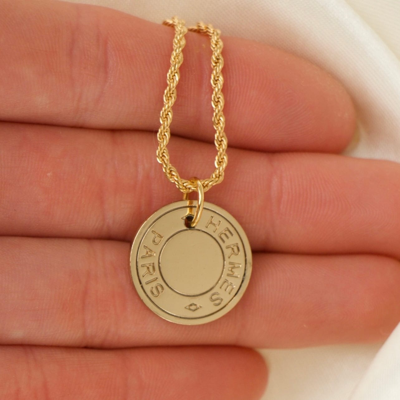 Hermes Gold Button Necklace