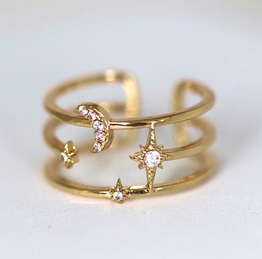 Moon & Star Ring
