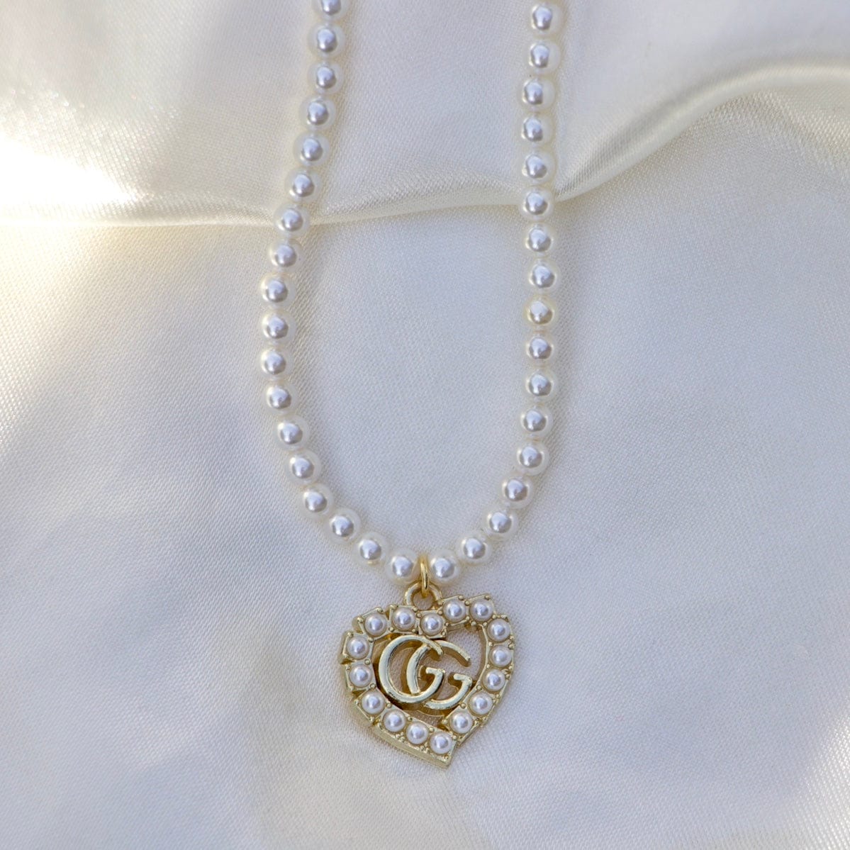 Gigi Pearls Heart Necklace