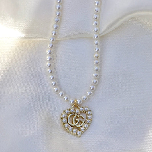 Gigi Pearls Heart Necklace