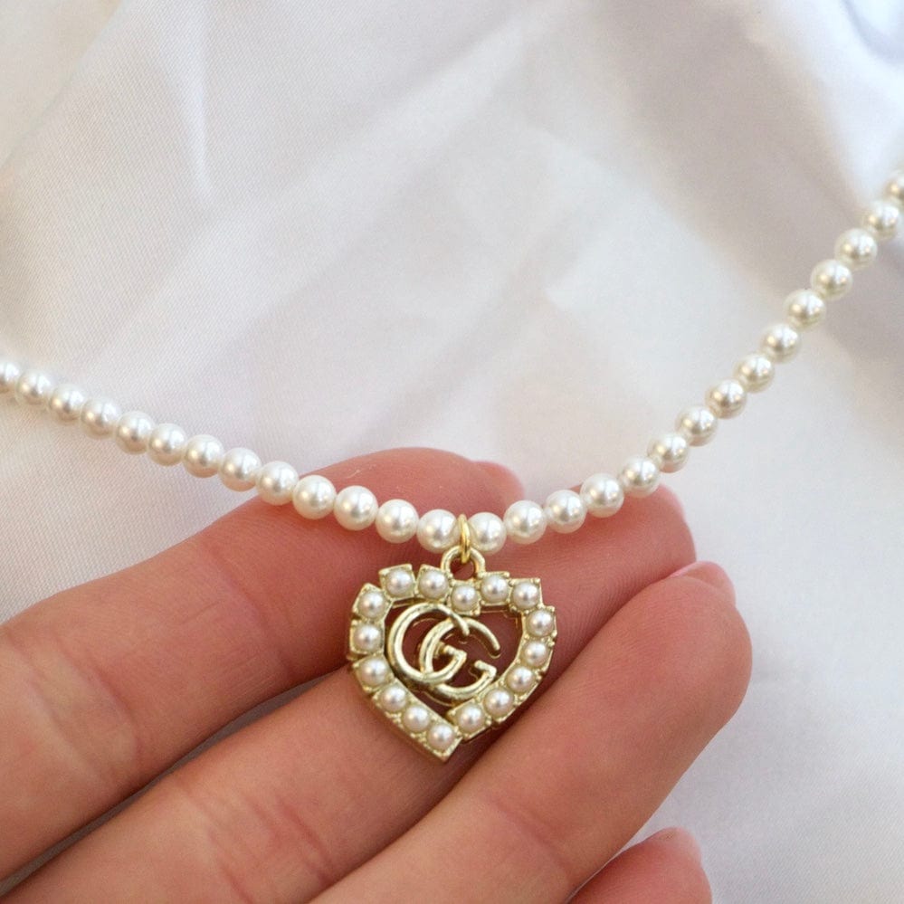 Gigi Pearls Heart Necklace