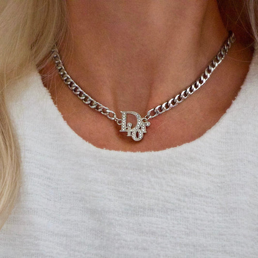 Silver Pave Dior Choker