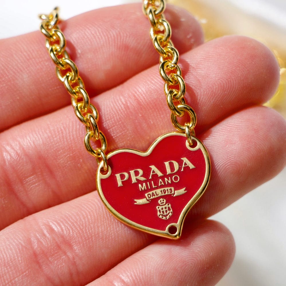 Prada Red Heart Necklace