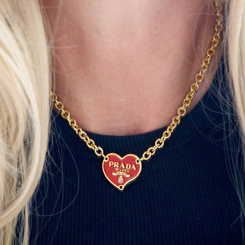 Prada Red Heart Necklace