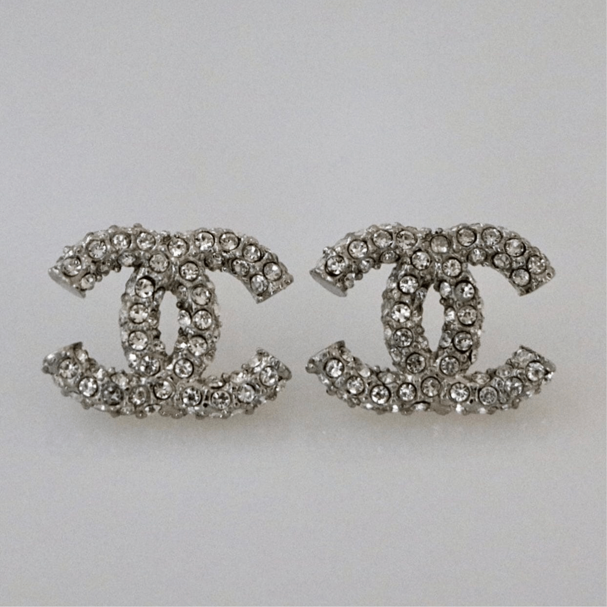 Silver Crystal Pave CC Studs