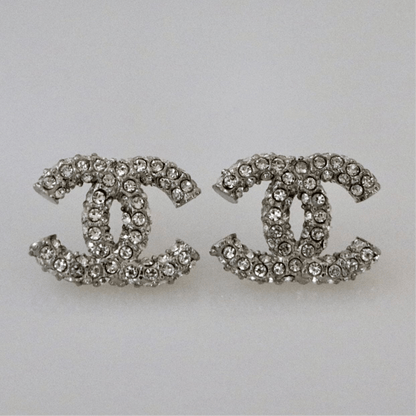 Silver Crystal Pave CC Studs